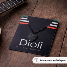 Corrente Colar Masculino Palheta Guitarra Preta Metal Fino - Preto 50cm - Visão 3