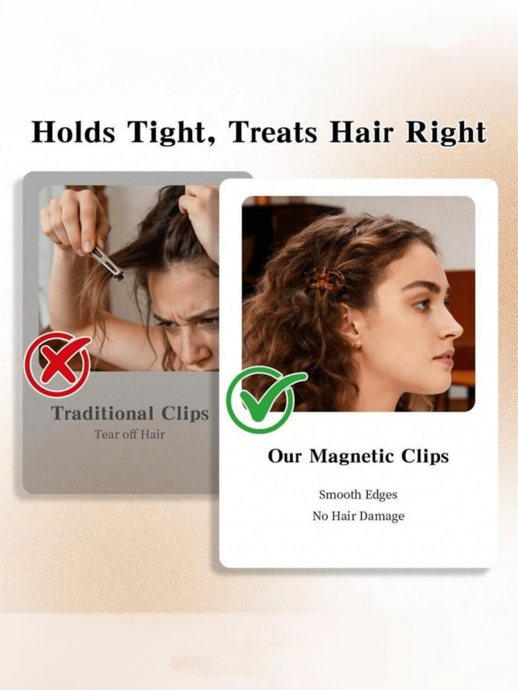 磁性热带日落发夹套装，扁平磁性发夹，适合女士日常发型，防滑，适合家居装饰，不留痕迹或残留物，纤薄却厚实，直观易用，适合居家和旅行，轻松打造女士发型 - 彩色 - 查看 5