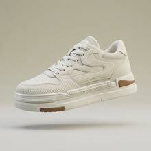 Tenis de mujer con plataforma y suela gruesa, zapatos comodos de mujer de material PU premium, calzado casual de moda estilo urbano y deportivo para uso diario. Estos zapatos para mujer cuentan con diseño de cordones, son transpirables, suaves y antideslizantes. Tenis tipo skate que aumentan la altura. - Blanco - Ver 9