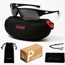 1pc POLASUP Fashion Geometric Sports Cycling Half-Frame Eyeglasses, Suitable For Cycling, Running, Outdoor Activities, Includes Hard Case, Storage Bag, Glasses Strap And Cleaning Cloth, Unisex Stylish Goggles - Multicolor - View 11