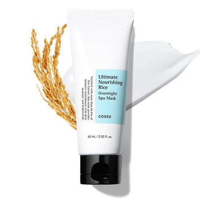 Máscara de noche nutritiva de arroz COSRX Ultimate, 60ml / 2.02 Fl.Oz | Extracto de arroz 68% y Niacinamida 2%, Cuidado de la piel coreano
