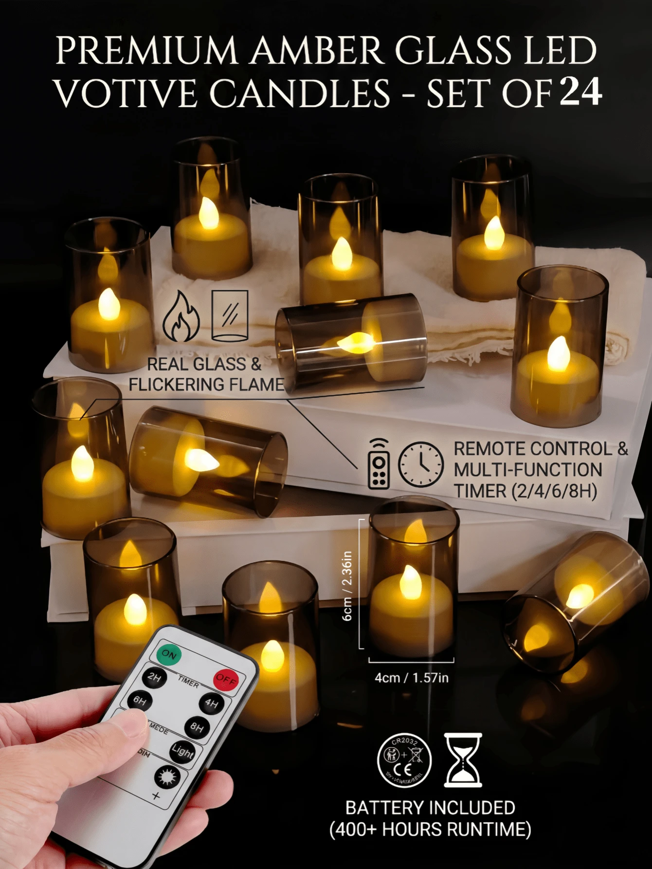 6/12/24 piezas de pequeñas velas de té LED sin llama con control remoto, adecuadas para bodas, decoración del hogar, centros de mesa, cenas, fiestas y decoración de fiestas