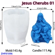 1PC Religious Jesus Virgin Mary Silicone Candle Molds - Holy Family Jesus Nativity Angel Cherub Christian Catholic DIY Candle Making Moulds For Home Church Decor Gifts - A-White - View 14