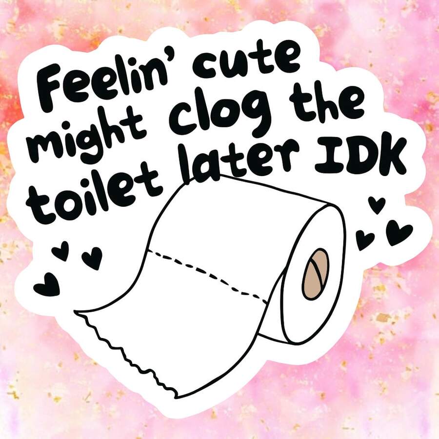 Stiker Kertas Toilet Gaya Kartun "Merasa Imut, Mungkin Nanti Akan Menyumbat Toilet" Humor Amerika - Stiker Vinyl Tahan Air - Permukaan Matte Tahan Lama, Stiker Bumper Perekat Sendiri, Cocok Untuk Mobil, Jendela, Laptop, Truk, Botol Minum - Desain Tahan Lama Serbaguna, Stiker Mobil - Satu-Ukuran - View 1