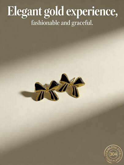 Gold-Plated Stainless Steel Stud Earrings, Hypoallergenic, Nickel-Free, Matte Finish Studs, Thick-Style Women's Gold-Plated Earrings, Fashion Statement Small Bow Geometric Texture Lightweight Hypoallergenic Studs, Vintage Jewelry Prom Gift, Women's Stud Earrings, Fashionable Chunky Unique Drop Earrings, Women's Gold-Plated Earring Sets, Delicate Gold-Plated Drop Earrings, Hypoallergenic Studs, Fashion Jewelry, Women's Gifts, Party Presents