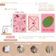 Bộ 3 tranh trang trí phòng ngủ, tranh poster phòng khách, tranh nghệ thuật treo tường thời trang và lãng mạn, tranh trang trí tường màu hồng đẹp mắt, tranh trang trí họa tiết ô liu hồng, trang trí ký túc xá, phù hợp cho trang trí nhà cửa, trang trí phòng ngủ, trang trí phòng khách, trang trí phòng tắm, trang trí tường, tranh treo tường có khung tùy chọn. - A - Xem 18