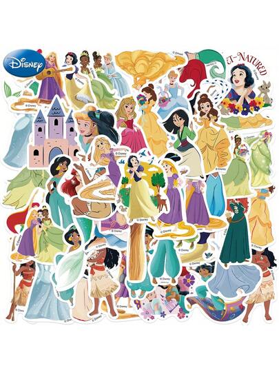  50 piezas de pegatinas impermeables autorizadas por Disney con personajes de "Enredados", "Frozen", "Sofía la Primera", como , Anna, Sofía, Winnie the Pooh, adecuadas para botellas de agua, portátiles, teléfonos, coches, cascos, ordenadores, coleccionables, regalos para amigos y fans