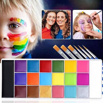 Paleta de pintura al óleo de 20 colores, maquillaje corporal y facial, maquillaje de escenario para Halloween y Navidad