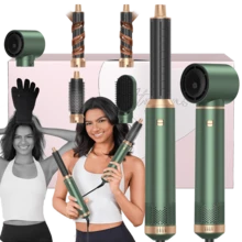 UKLISS Bộ cọ tạo kiểu chuyên nghiệp 5 trong 1 (Cọ sấy tóc + Cọ duỗi tóc + Máy uốn tóc tự động) | 3 chế độ nhiệt độ + 5 đầu thay thế có thể tháo rời | Uốn tóc tự động và tạo kiểu tóc xoăn/gợn sóng/thẳng chuẩn salon | Tăng độ phồng và giữ nếp tóc | Thích hợp làm quà tặng cho Ngày Valentine, Lễ Hiển Linh, Lễ hội Carnival, Ngày Thánh Patrick, Ngày Tổng thống | Thích hợp để tạo kiểu tại nhà, trang điểm nhanh khi đi làm, làm đẹp khi đi du lịch, hẹn hò, trang điểm dự tiệc - màu xanh lá - Xem 11
