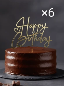 3件/6件/9件闪亮生日快乐蛋糕装饰插牌，金色蛋糕插牌，亚克力蛋糕装饰棒，装饰横幅旗帜，派对周年纪念用品 - C - 查看 11