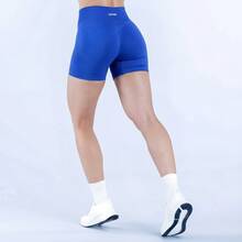 DYFINE Impact Women's Seamless Elastic Butt Lifting Shaping Yoga Fitness Gym Running Sports Shorts - 深海藍 - 查看 3