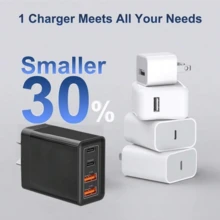 Bộ sạc nhanh USB-C 4 cổng này có hai cổng USB-C PD và một cổng sạc nhanh USB-A QC3.0, với thiết kế phích cắm kiểu Úc, phù hợp với 17/16/15/14/13/12, máy tính bảng, Galaxy S20 Plus và các thiết bị Android khác. - Xem 4