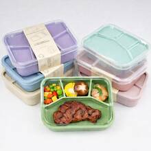 1pcs Lonchera reutilizable con tapa: Recipiente de plástico de alta calidad, ideal para guardar comida en la escuela, la oficina, camping y picnics. Lavar solo a mano. Ideal para la escuela, el trabajo y viajes. Forma rectangular. - Multicolor - Ver 3