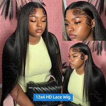 13*4 Lace Front Wig, Pre-Trimmed Straight Lace Front Wig, Mixed Hair Texture Wig, 200% Density Straight Hair Wig For Women, Pre-Plucked Hairline Bleached Knots, Easy To Wear Mixed Hair Texture Ready-To-Wear Wig, 200% Density, 8-34 Inches Length Natural Black - Natural & Black - View 7