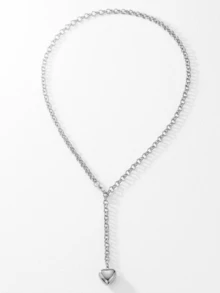 不锈钢女士项链 时尚奢华小丑高品质Y型链爱心吊坠项链 女款，细链心形吊坠 复古港式设计 适合日常街头/约会风格/节日礼物首饰。 - 項鍊 - 查看 7