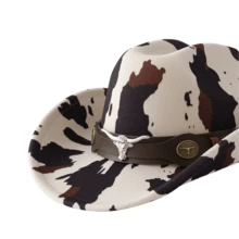 Bohemian Polyester Western Style Soft Felt Hat - Cow Head Brand Cow Hat - View 9