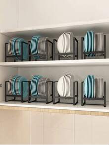 1pc Minimalist Iron Dish Drying Rack, Suitable For Home Kitchen, Kitchen Accessories, Kitchen Utensil Storage Rack - Black - View 2