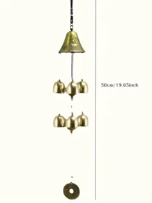 1Pc Large Feng Shui Lucky Wind Chime, Symbolizing Good Fortune, Suitable For Home Hanging Decorations And Gifts, Made Of Copper. - A - View 2