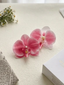 8 件装夏季兰花发夹夏威夷热带花卉发卡人造蝴蝶兰发饰，适合女性女孩海滩度假婚礼夏威夷派对（8 种颜色） - 彩色 - 查看 4