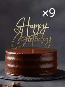 3件/6件/9件闪亮生日快乐蛋糕装饰插牌，金色蛋糕插牌，亚克力蛋糕装饰棒，装饰横幅旗帜，派对周年纪念用品 - C - 查看 12