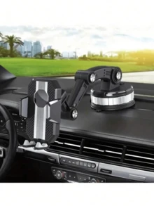 360度旋转手机支架 - 采用ABS材质，配有可调节臂和夹式仪表盘支架，适用于轿车、卡车和工程车辆。 - A - 查看 3