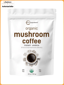 Organic Mushroom Coffee Powder – 10 Mushroom Blend Instant Arabica Coffee With Lion's Mane, Chaga & Reishi | Organic Mushroom Coffee Superfood Blend | 28 Oz (317 Servings) - Pack of 1 - 查看 1