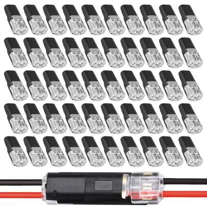 50个带锁双线插头连接器，防火锁定快速连接器，适用于家庭和汽车紧急线路维修，使用方便。