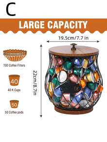 Rustic Farmhouse Coffee Bar Station Organizer Set, Vintage Metal Coffee Pod Holder & Storage Shelves For Counter, Kitchen Countertop Accessories, Cute Coffee Gifts - Multicolor - View 7