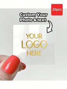 1-100张可定制透明PVC防水贴纸 - 可定制任何设计、图像、标志、文字，适用于礼品包装、节日装饰、信封、送给她的礼物、朋友、儿子、女儿、员工、毕业典礼、家居、办公室等场合，用途广泛且时尚，可用作墙纸贴纸。 - 彩色 - 查看 17