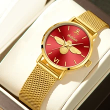 YaLaLuSi品牌优雅女士石英表，精致圆形表盘，罗马数字时标，动物纹指针，夜光指针，独特魅力，适合聚会、派对和日常佩戴，是馈赠亲朋好友的完美之选。 - 金色 - 查看 2