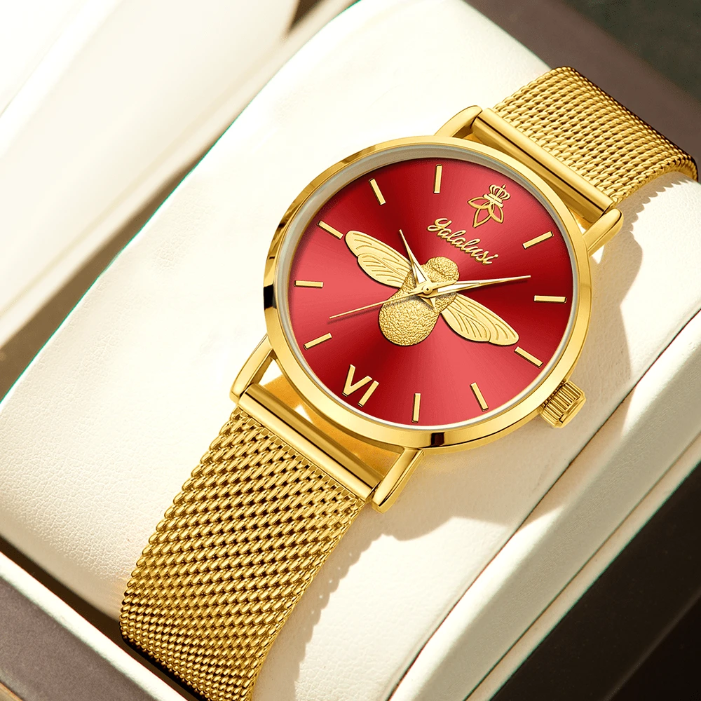 YaLaLuSi品牌优雅女士石英表，精致圆形表盘，罗马数字时标，动物纹指针，夜光指针，独特魅力，适合聚会、派对和日常佩戴，是馈赠亲朋好友的完美之选。