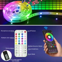 智能 RGB 電視燈飾 LED 燈條，可用 App 與遙控器控制，具音樂同步模式、定時功能與變色效果，適合臥室、客廳、天花板，適合作為節日禮物，用於聖誕派對與婚禮裝飾 - RGB - 查看 4