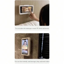 1pc Waterproof Anti-Fog 360° Rotatable Touchable Shower Phone Holder Bracket, Suitable For Bathroom/Kitchen Wall Mount, Compatible With IPhone 14 13 12 11 Pro Max XS XR And Other Phones Under 6.8 Inches - Multicolor - View 11