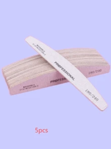 5 piezas de limas de uñas en forma de media luna de 100/180 granos, bloques de pulido de uñas de doble cara con papel de lija, lavables y reutilizables, adecuados para uñas naturales, uso doméstico y salón - Gris Claro - Ver 20