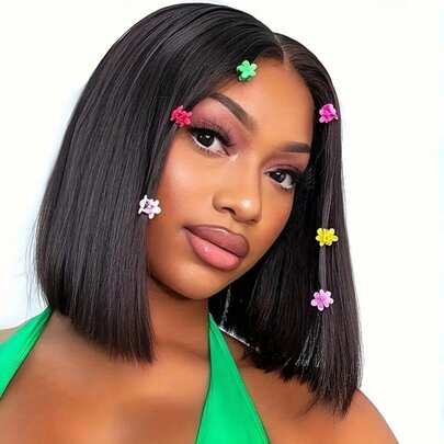 Short Straight Bob Wig Human Hair Wig 13x4 Hd Lace Front Wig 4x4 Closure Wig 180% Density Cheap Wig Natural Black 12 14 16 Inch