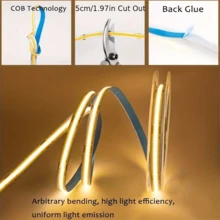 1/3/6 tiras de luz LED COB, 252 perlas LED/M, tiras flexibles con adhesivo doble cara, control de cable USB con brillo ajustable, tiras de luz LED para vitrinas, alimentadas por USB, adecuadas para armarios de zapatos, armarios, vitrinas, oficinas, dormitorios, techos, escaleras, pasillos, iluminación decorativa - USB - Ver 10