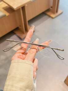 1pc Minimalist Rimless Metal Non-Prescription Glasses Glasses, Casual Daily Wear - 銀色 - 查看 3