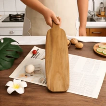 1 khay gỗ, thớt, khay đựng phô mai, khay đựng pizza, thớt cán gỗ hồng mộc mịn, khay đựng thức ăn dùng cho phô mai, thịt, trái cây và bánh ngọt, khay dễ vệ sinh, dụng cụ nhà bếp và làm bánh. - Nâu hạt dẻ - Xem 2