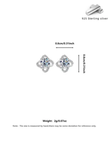 S925 Sterling Silver Four-Leaf Clover Moissanite Earrings, Minimalist Elegant Cubic Zirconia Earrings, Gift Box Packaging For Women - Multicolor - View 2