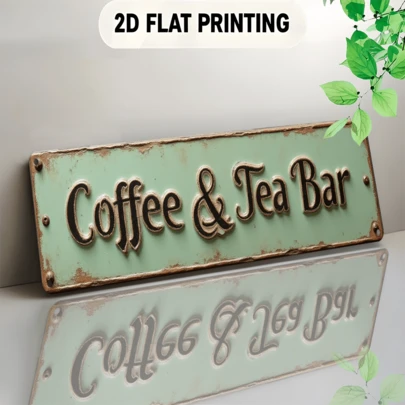 2D Flat Iron Sign, Fashionable European Style Decor, Suitable For Retro Countryside Ambiance In Cafe And Tea Bar. Can Be Used In Bar, Living Room, Dining Room, Hotel, And Applicable For Halloween, Christmas And Other Festivals. An Excellent Gift Item, 2D Flat Design, Perfectly Fits Room Decor Needs