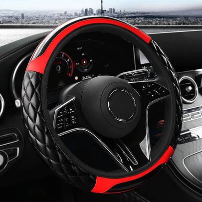 Fashionable Bubble Carbon Fiber Pattern Splicing Car Steering Wheel Cover, Dual-Color Splicing Design, Universal 15 Inch (Approx. 38.1cm), Suitable For Most Vehicle Models!! Multiple Colors To Choose From