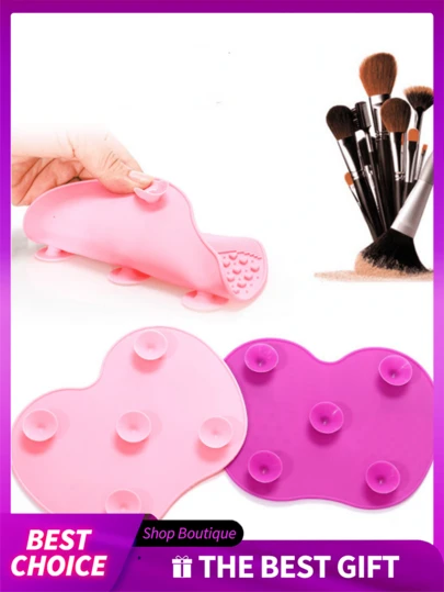 Bộ 1 tấm lót làm sạch cọ trang điểm bằng silicon có giác hút, dụng cụ vệ sinh cọ trang điểm cầm tay, miếng lót làm sạch cọ trang điểm hình quả táo bằng silicon, thích hợp cho cọ trang điểm, bông mút trang điểm, bông phấn, tuyệt vời để mang theo khi đi du lịch, ở nhà, trường học, ký túc xá và đi nghỉ mát.