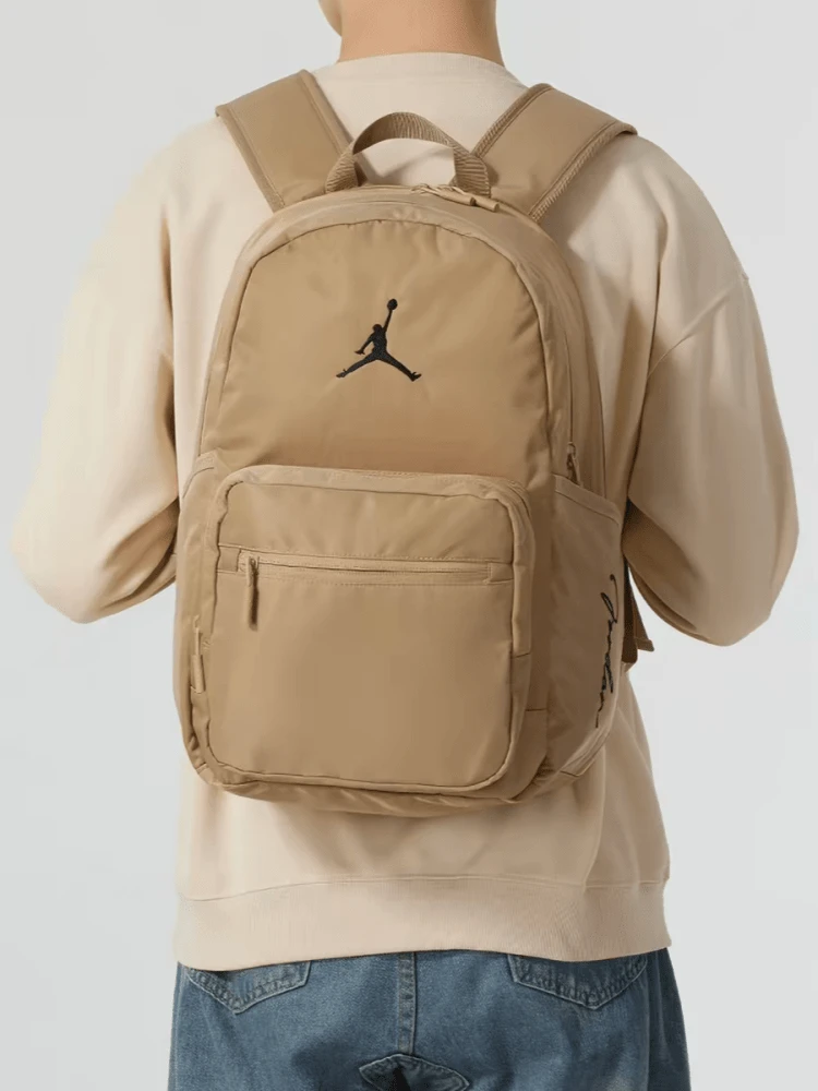 Nike Jordan MVP Logo標識拉鍊開合 書包雙肩包 男女同款情侶款 - 淺卡其色 - 查看 1