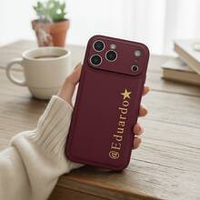 Customized Name 3D Engraving Technology Style Phone Case Compatible With IPhone 17 16 15 14 13 Pro Max And Plus Series With Lychee Texture Shockproof & Scratch-Resistant Camera Lens Protection Sketch-Style Design Perfect Gift For Birthdays Anniversaries A Meaningful Gift - Burgundy - View 5