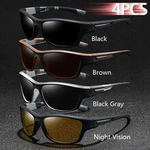 4-Pack Men's Polarized Sports Cycling Glasses For Riding And Driving Wrap-Around Frame Ideal For Outdoor Sports - 4 cái - Xem 2