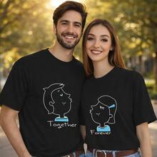 Camiseta con estampado de personajes de dibujos animados "Por siempre juntos", camisetas blancas para uso diario, regalos de cumpleaños, regalos de Halloween, o como camiseta conmemorativa para amigos o seres queridos. También adecuada como suéter. Entrega rápida. - Hombre Oscuro - Ver 6