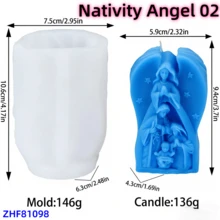 1PC Religious Jesus Virgin Mary Silicone Candle Molds - Holy Family Jesus Nativity Angel Cherub Christian Catholic DIY Candle Making Moulds For Home Church Decor Gifts - A-White - View 8