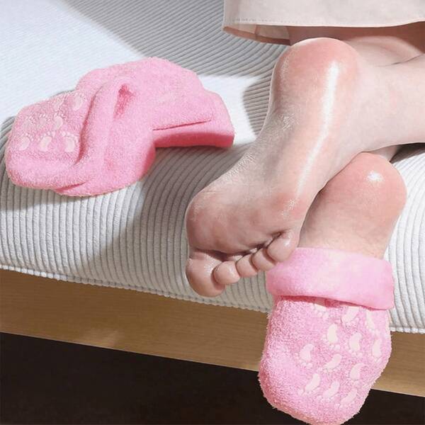 1 par de calcetines de gel suaves para mujeres, máscara de aceite esencial para pies agrietados, calcetines de gel hidratantes y reparadores, exclusivo para pedicura spa, calcetines para el cuidado de los pies con talones secos y agrietados, protector de talones
