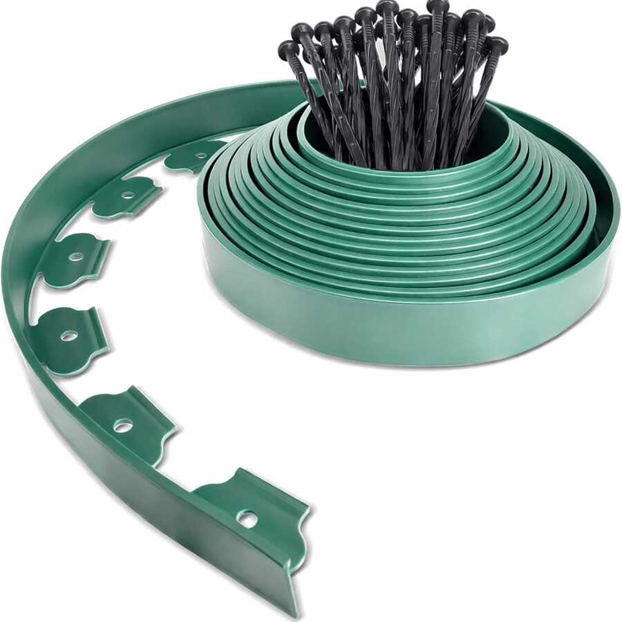 Lawn Edging, 10m/33Ft Garden Edging Border With 30 Pegs, Plastic Garden ...