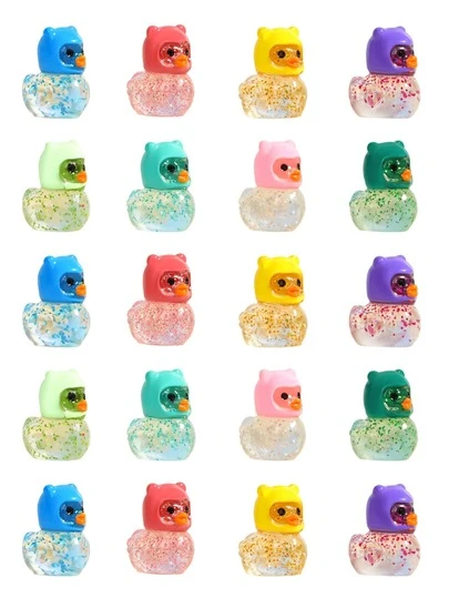 100/50/20/10/1pc Luminous Flash Mini Ducks,Wearing Teddy Bear Hat And Mini Duck, Surprise And Fun Little Gift, Fluorescence Fairy Garden Decoration, Cute Animals Micro Landscape,Birthday Desktop Decoration Accessories Home Decor